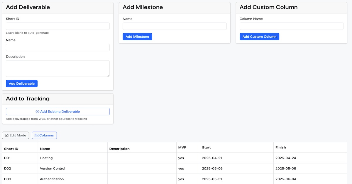 PM Tracker - Project Deliverables & Milestones | ProjToolbox